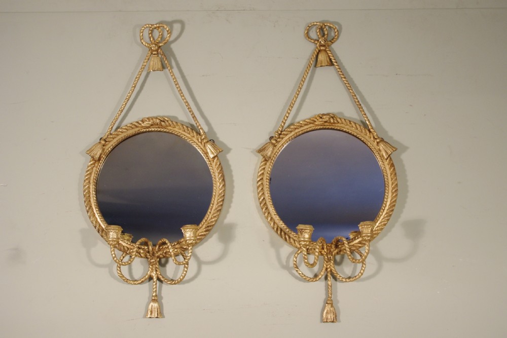 Pair of Gilt Rope Twist Girandole Mirrors View II