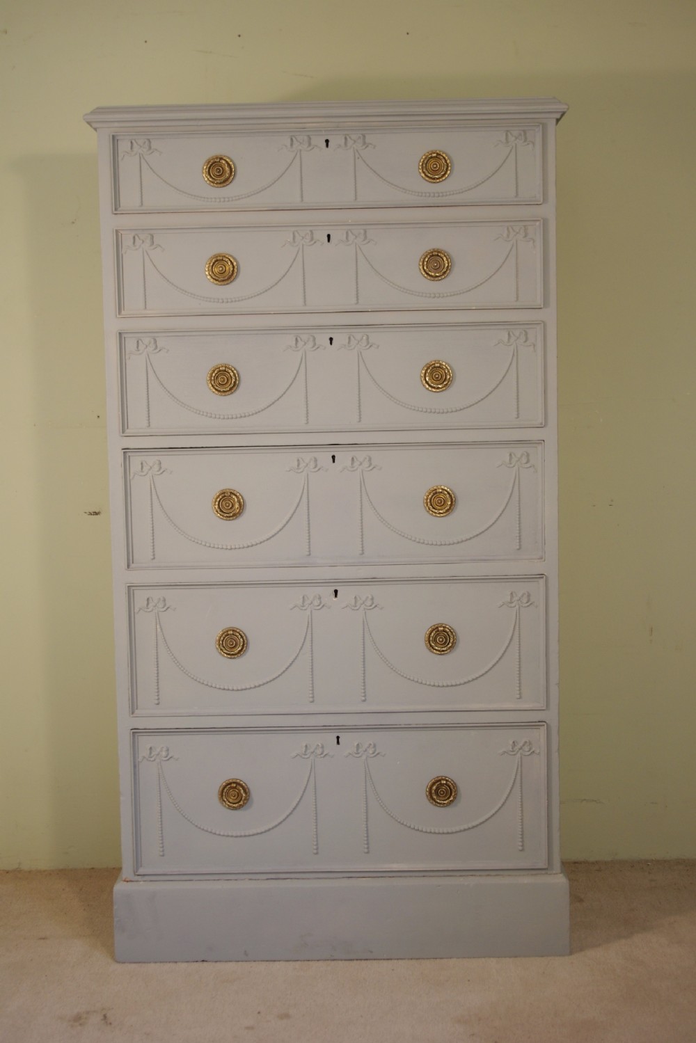 Painted Tall Six Drawer Chest