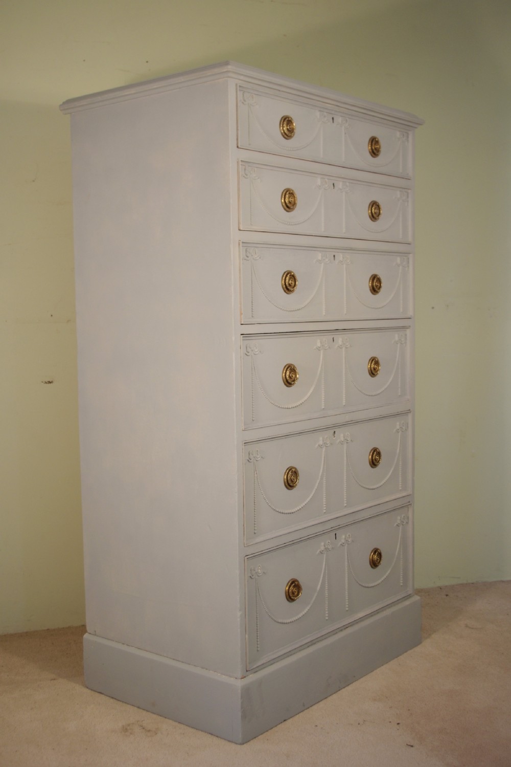 Painted Tall Six Drawer Chest View II