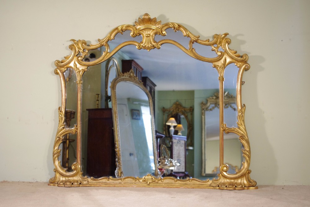 Victorian Large Gilt Wood Overmantle Mirror