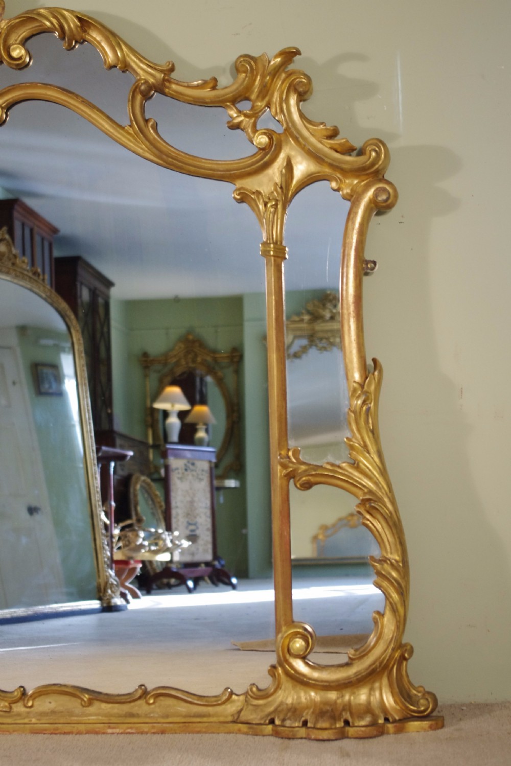 Victorian Large Gilt Wood Overmantle Mirror View IV