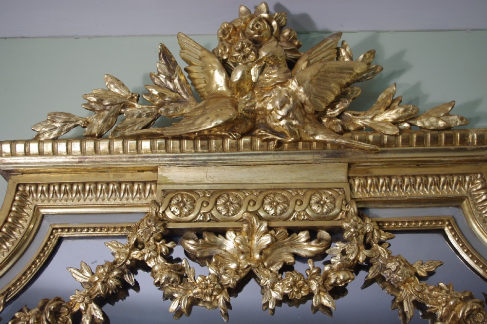 19th Century French Loius XVI Style Painted and Parcel-Gilt Large Overmantle/Wall Mirror View III