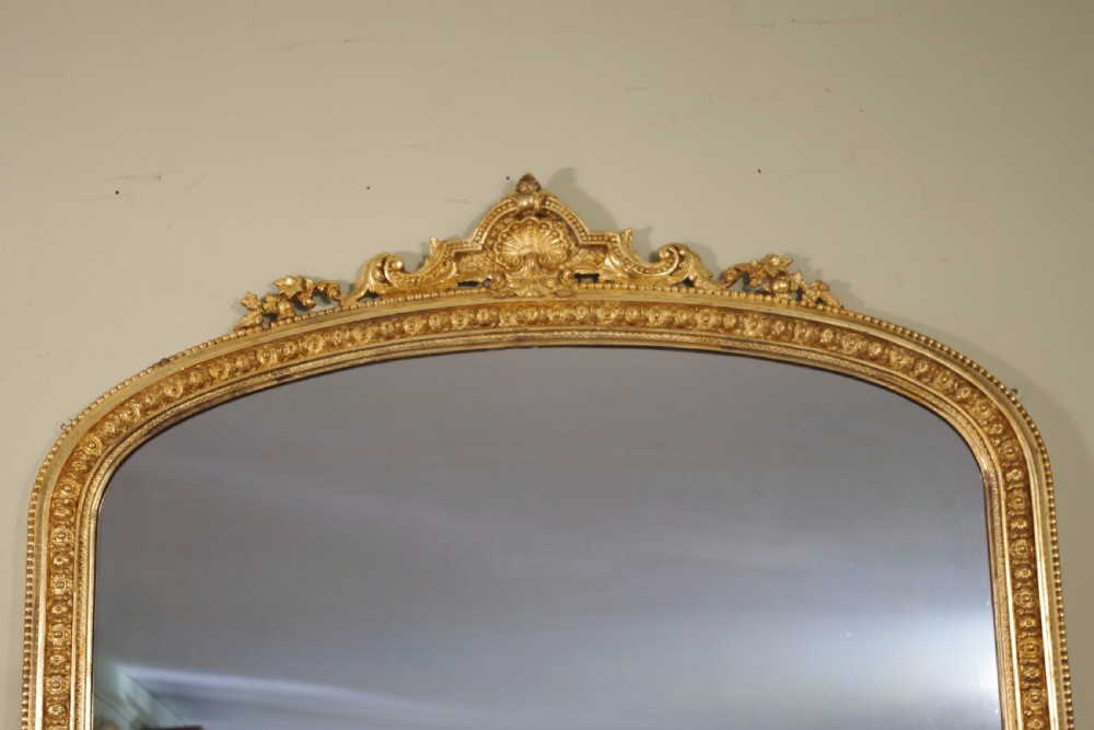 19th Century English Gilt Large Arch Top Overmantle Mirror View II
