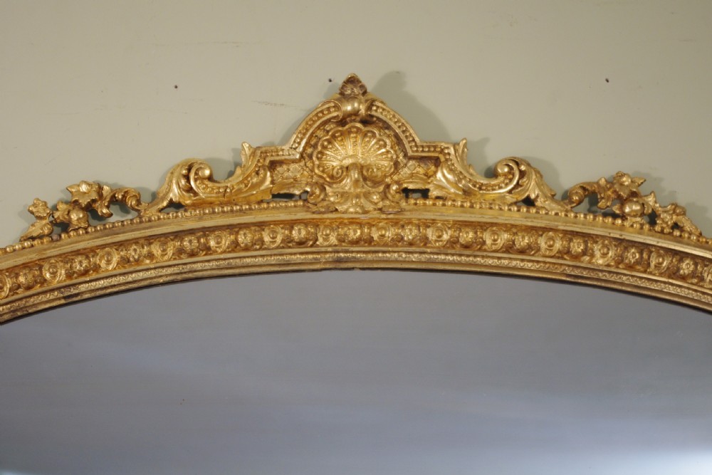 19th Century English Gilt Large Arch Top Overmantle Mirror View IV