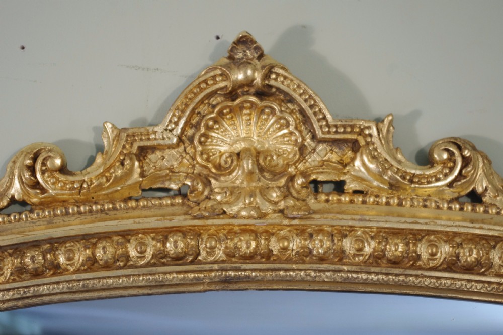 19th Century English Gilt Large Arch Top Overmantle Mirror View V