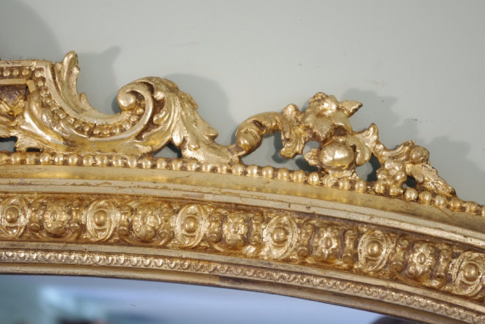 19th Century English Gilt Large Arch Top Overmantle Mirror View VI