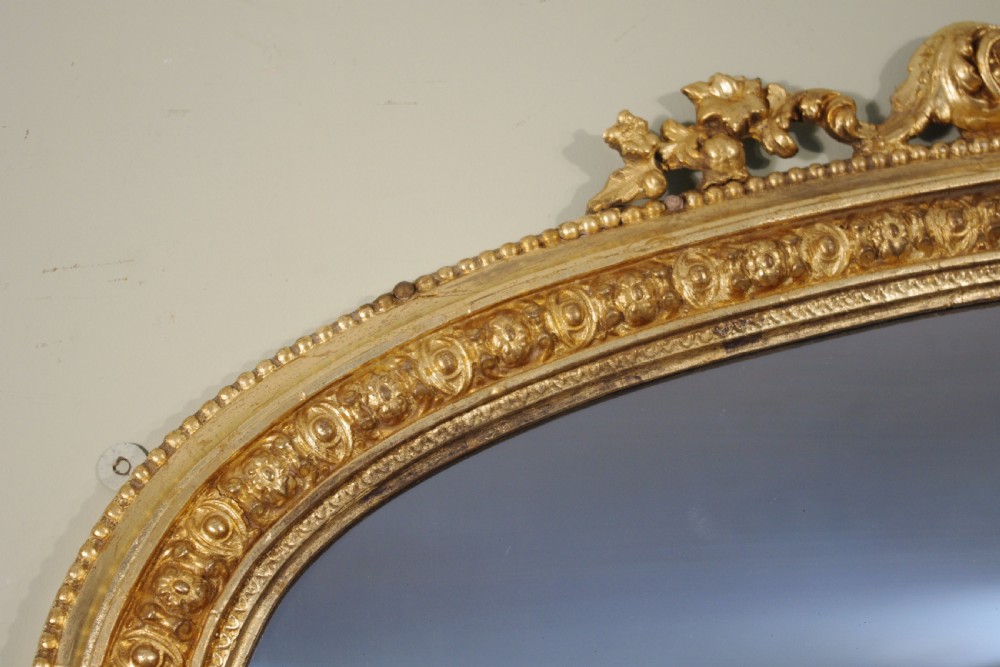 19th Century English Gilt Large Arch Top Overmantle Mirror View VII