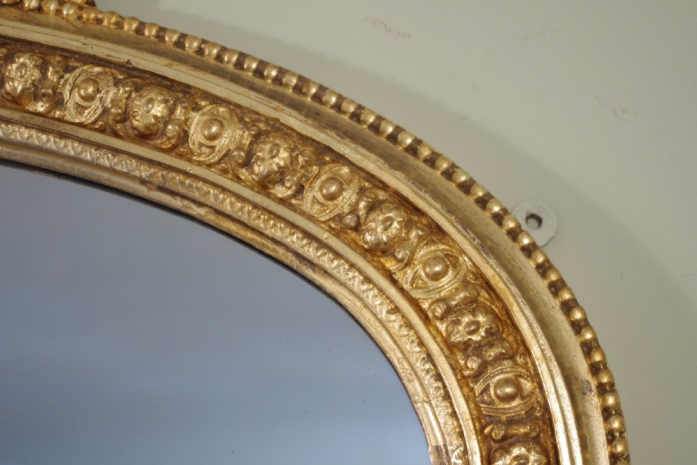 19th Century English Gilt Large Arch Top Overmantle Mirror View VIII