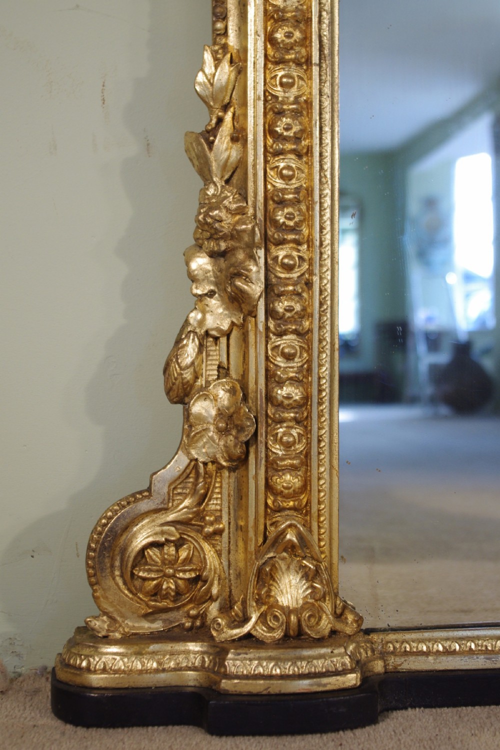 19th Century English Gilt Large Arch Top Overmantle Mirror View IX
