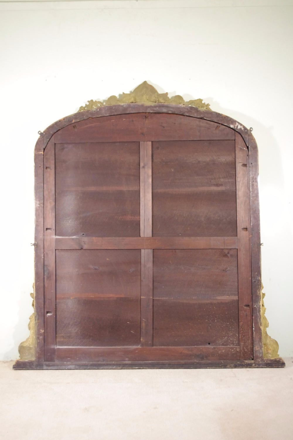 19th Century English Gilt Large Arch Top Overmantle Mirror View XII