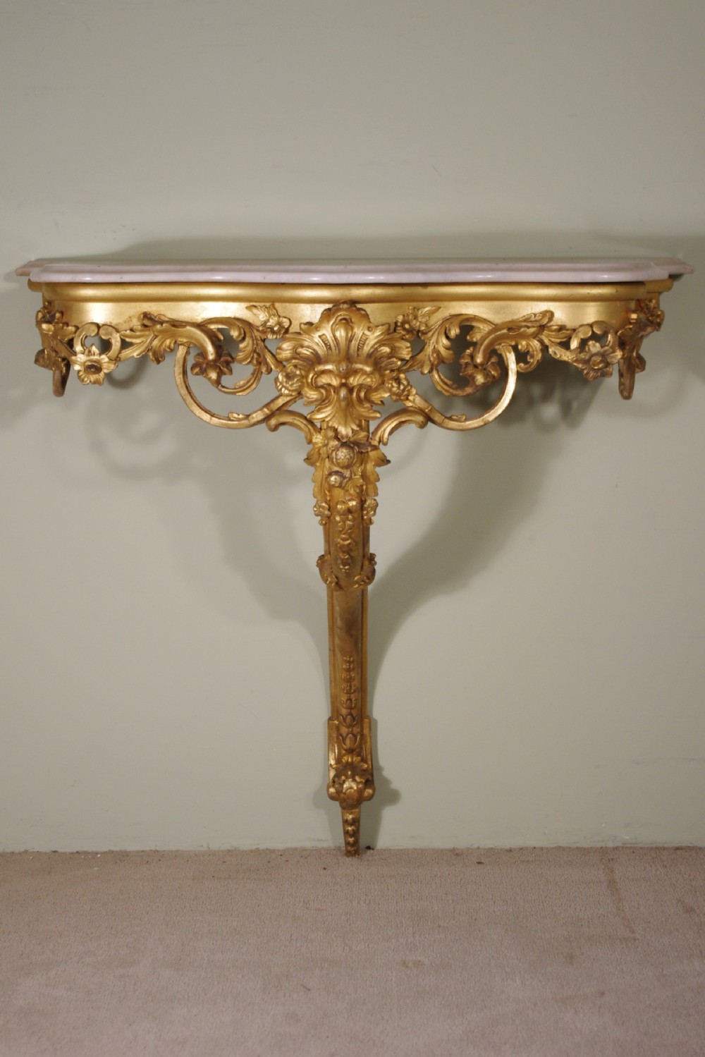Gilt Console Table with Marble Top