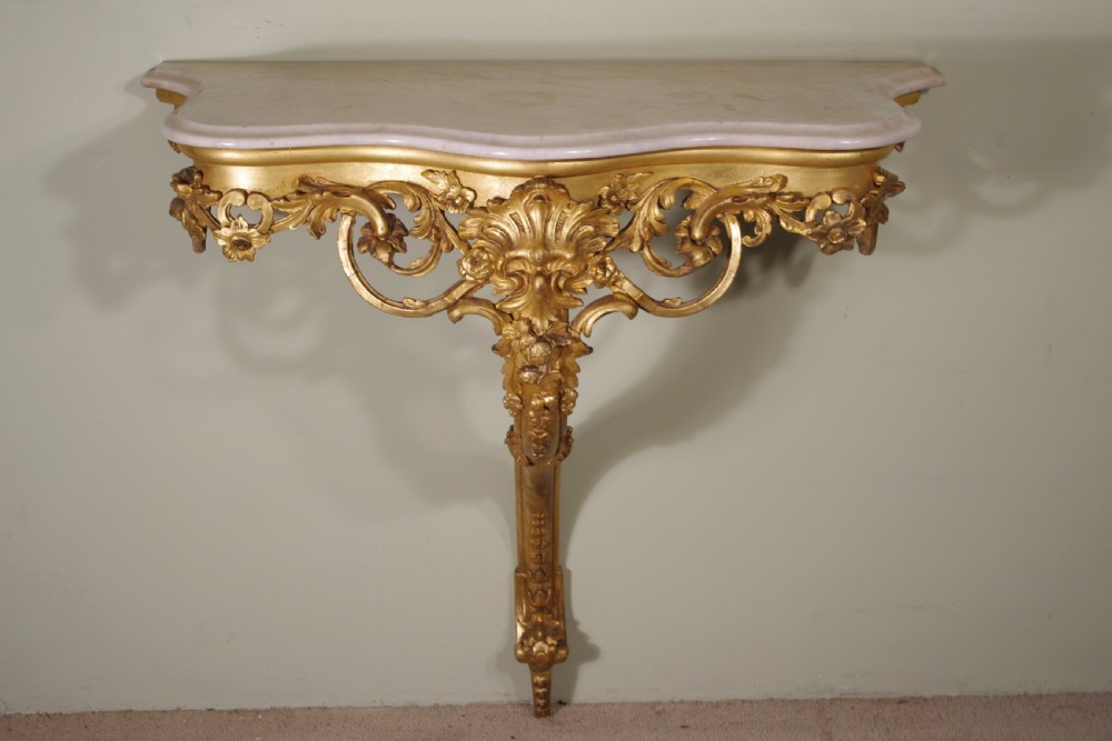 Gilt Console Table with Marble Top View III