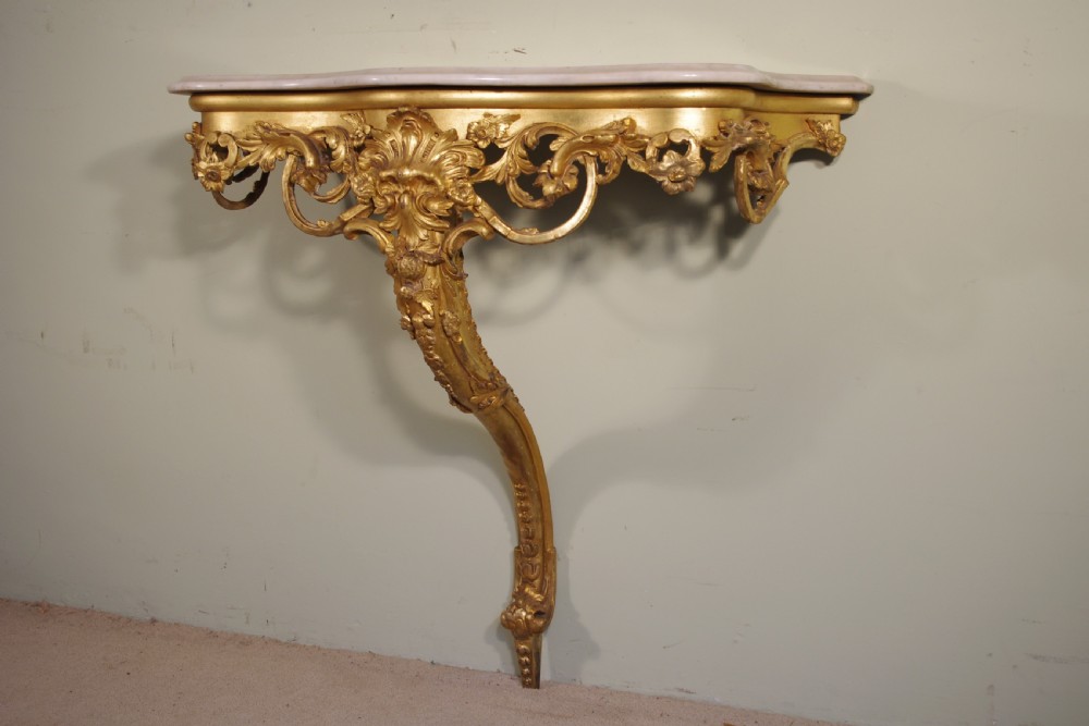 Gilt Console Table with Marble Top View IV