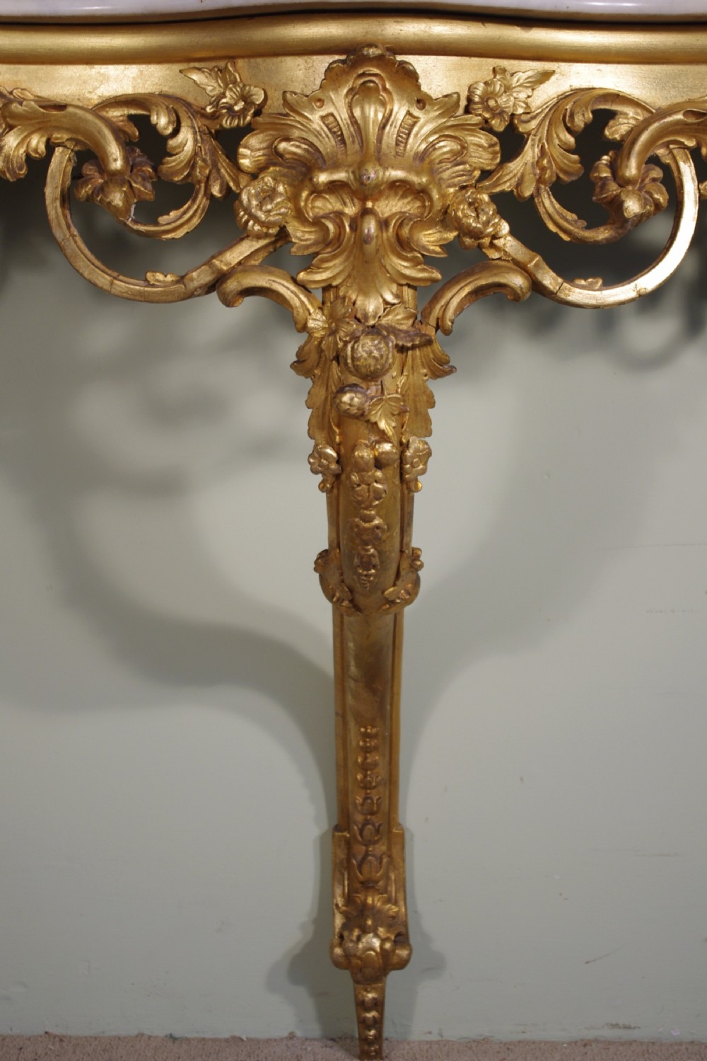 Gilt Console Table with Marble Top View VII