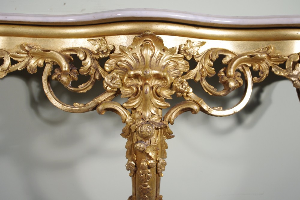 Gilt Console Table with Marble Top View VIII