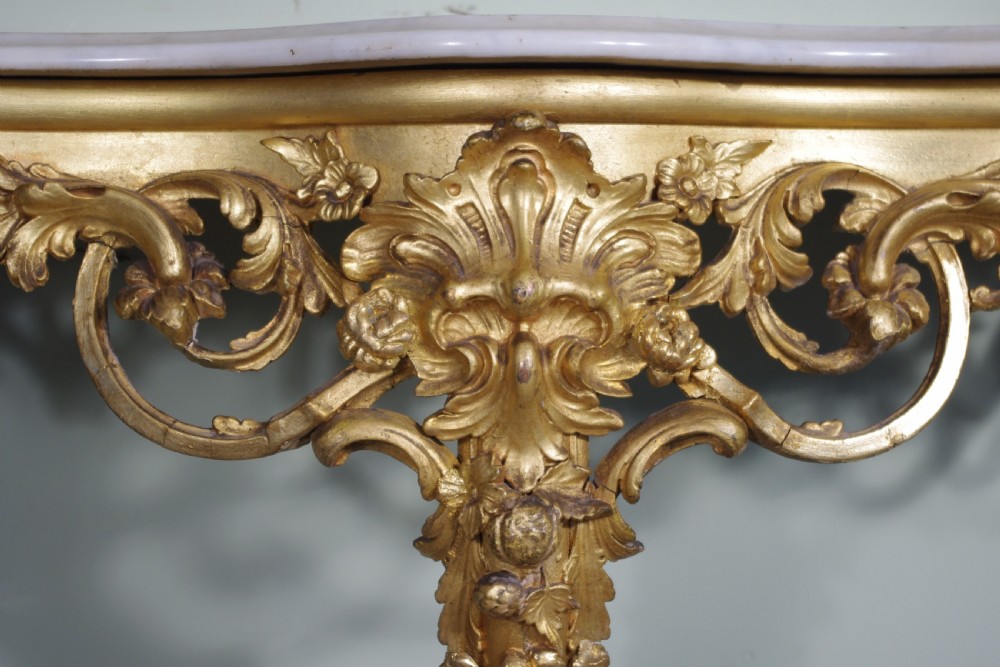 Gilt Console Table with Marble Top View X