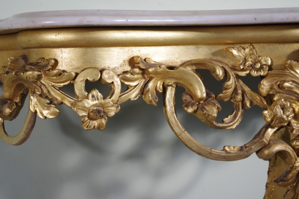 Gilt Console Table with Marble Top View XII