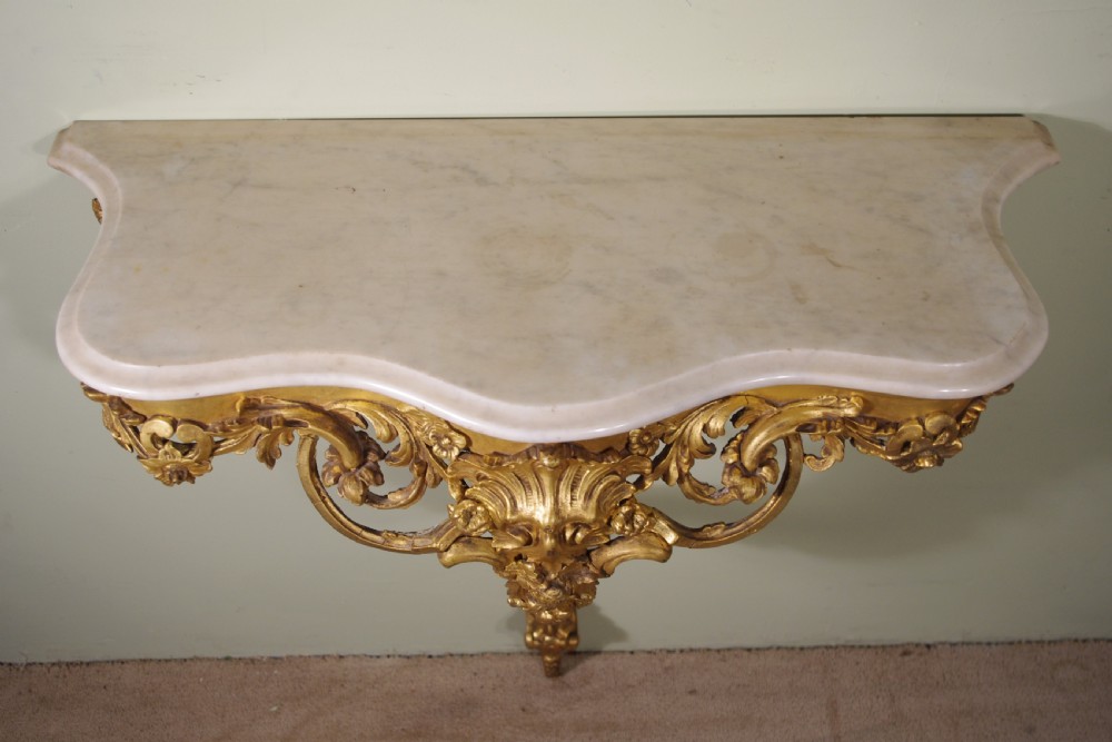 Gilt Console Table with Marble Top View XIV