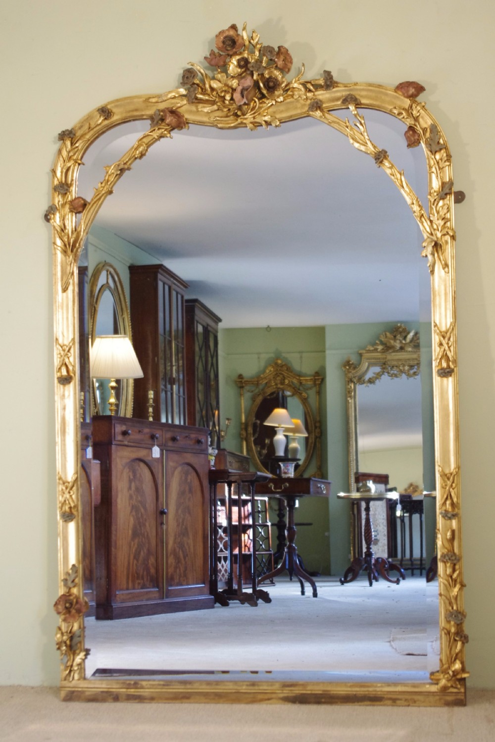 Large French Gilt Art Nouveau Overmantle/Wall Mirror