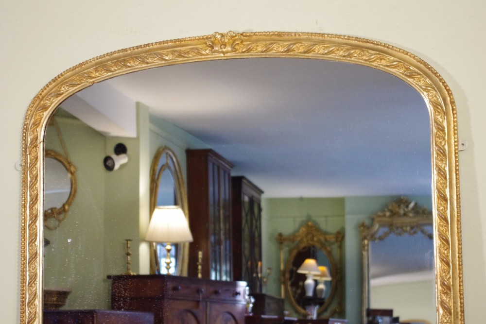 English Gilt Large Arch Top Overmantle Mirror View II
