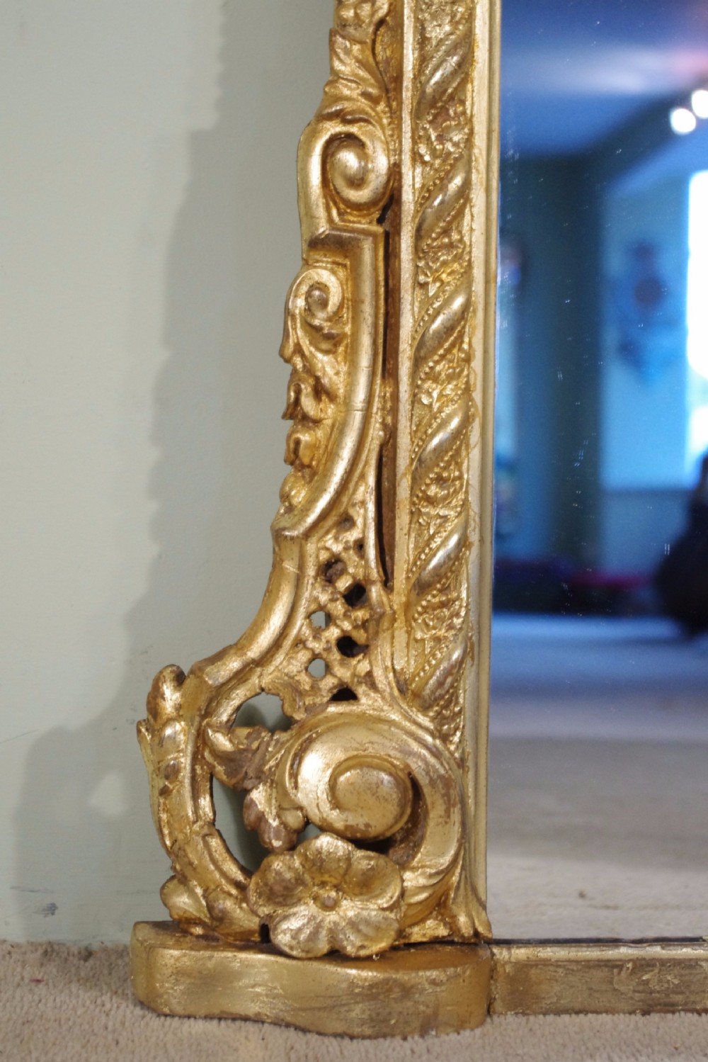 English Gilt Large Arch Top Overmantle Mirror View VIII