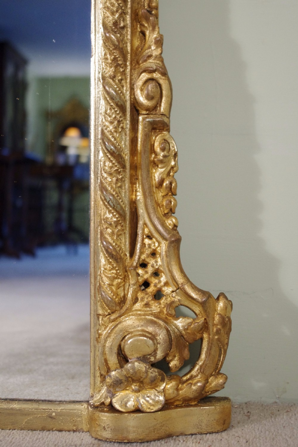 English Gilt Large Arch Top Overmantle Mirror View IX