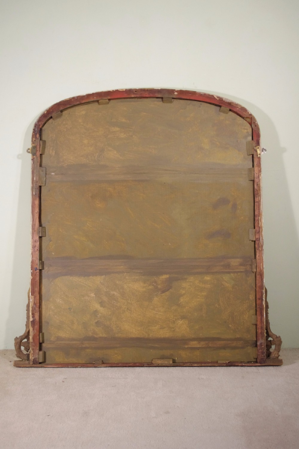 English Gilt Large Arch Top Overmantle Mirror View XI