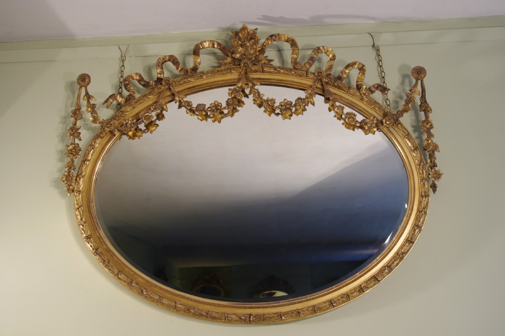 English Gilt Oval Overmantle Mirror