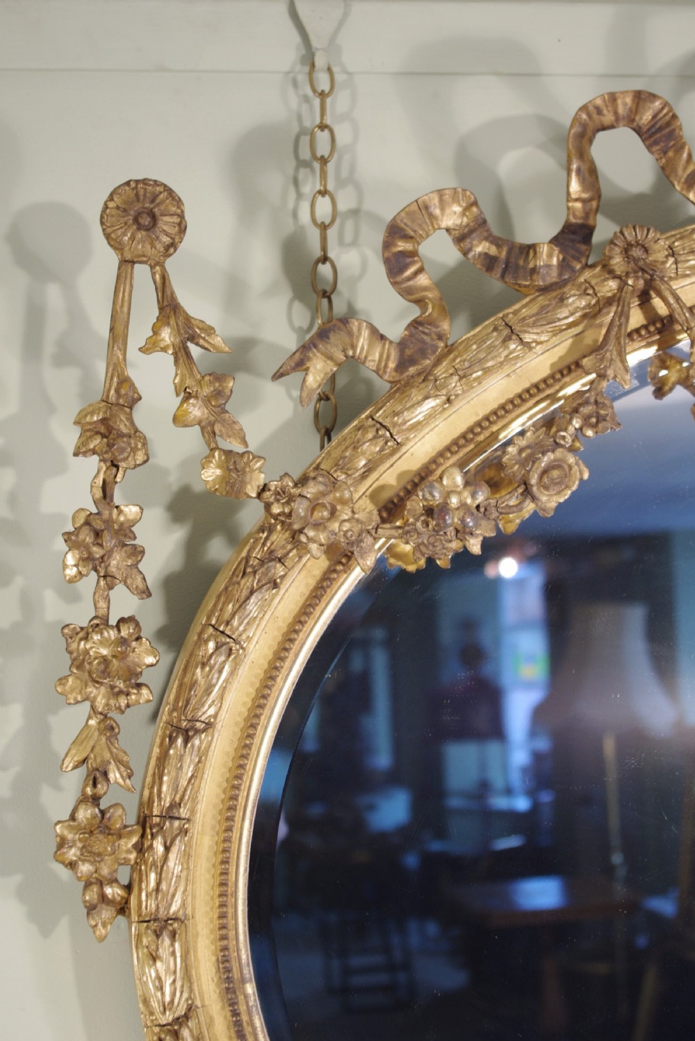 English Gilt Oval Overmantle Mirror View III