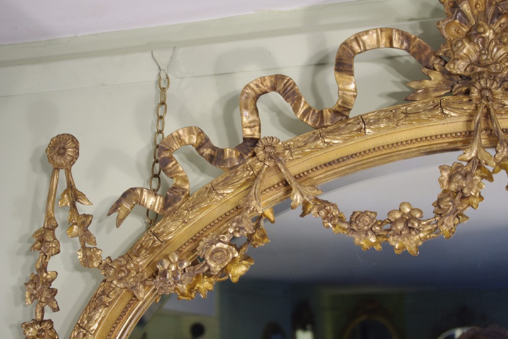 English Gilt Oval Overmantle Mirror View IV