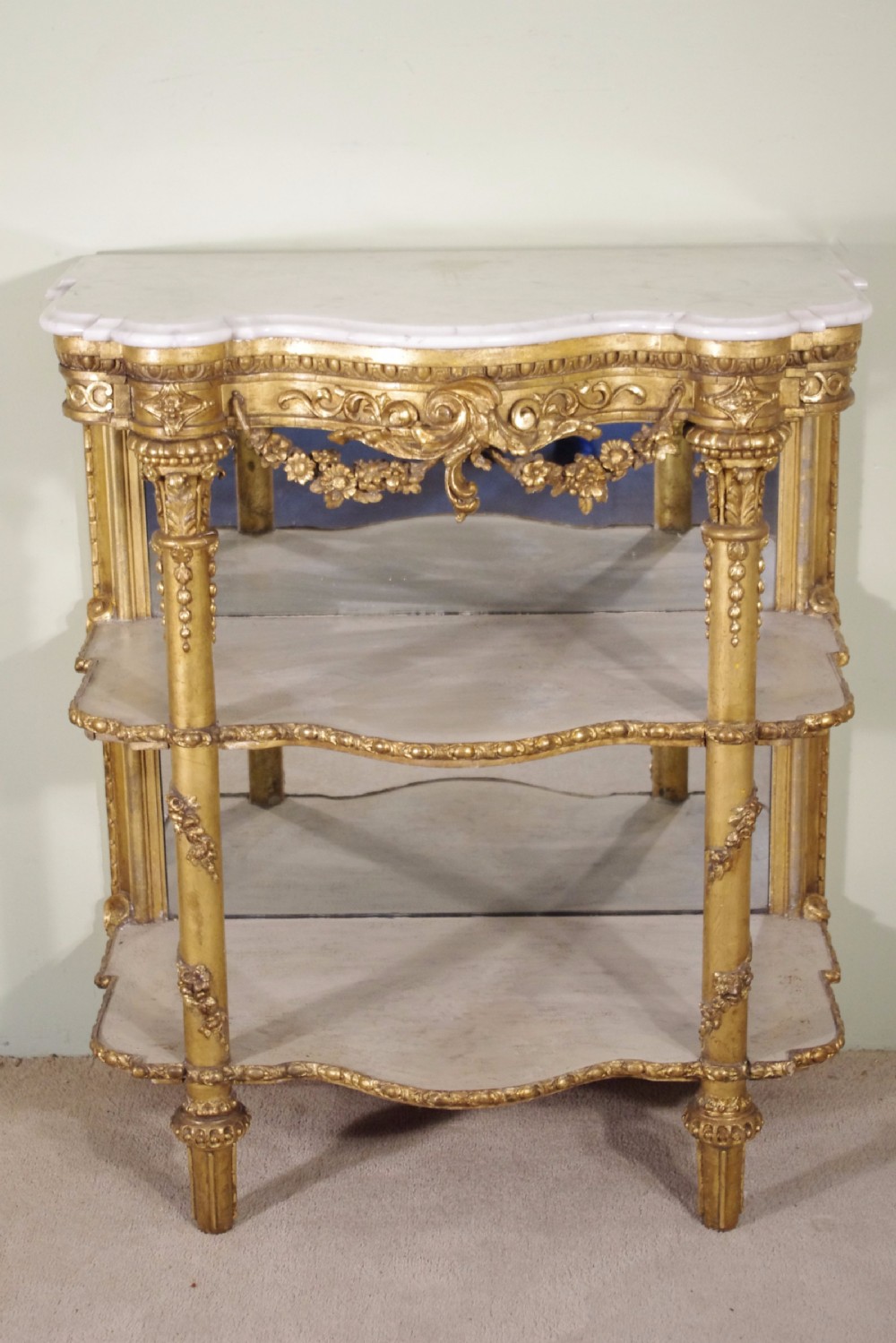 19th Century Gilt Console Table with Marble Top