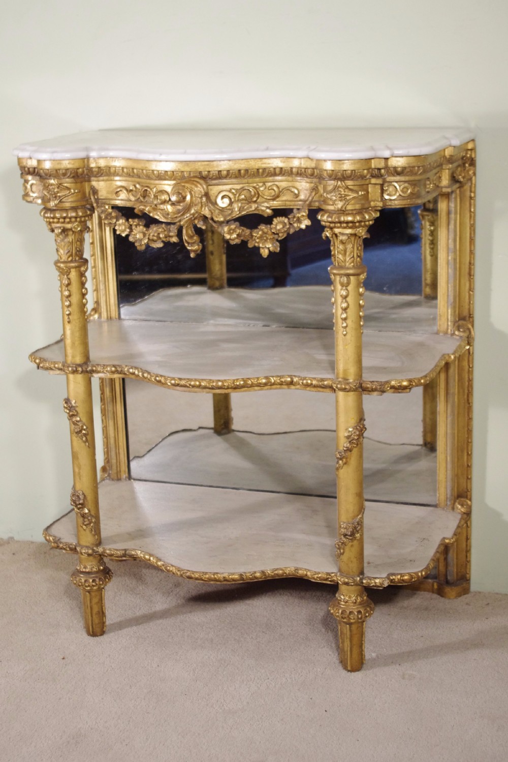 19th Century Gilt Console Table with Marble Top View II