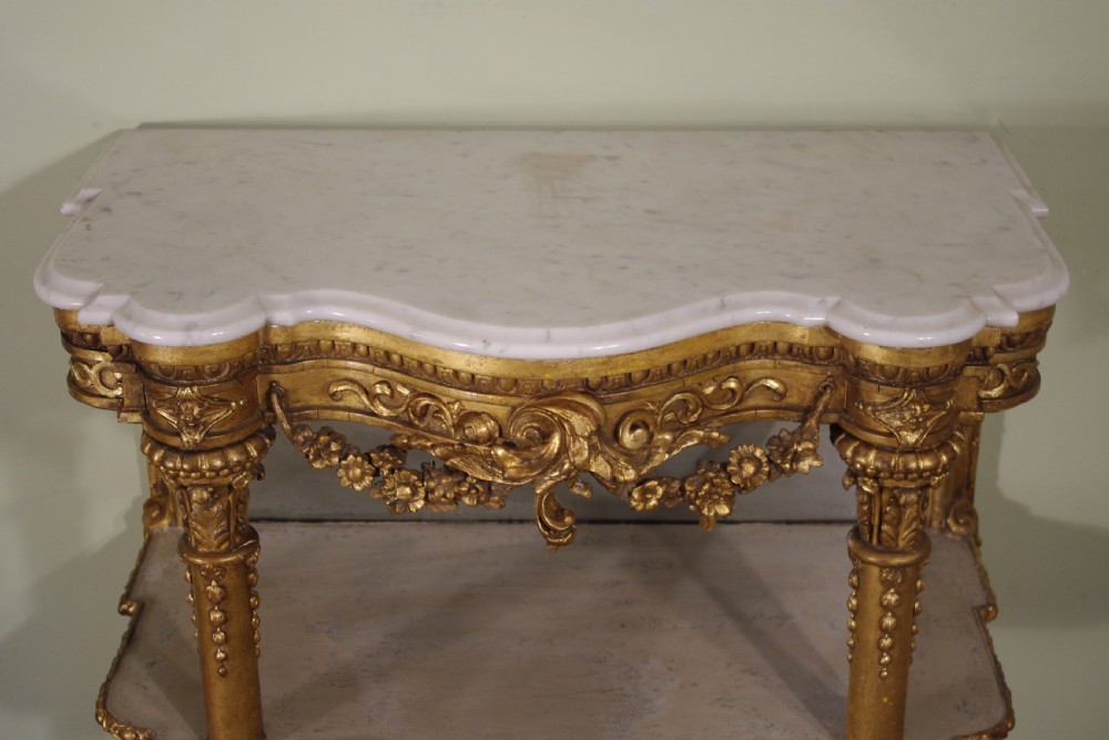 19th Century Gilt Console Table with Marble Top View IV