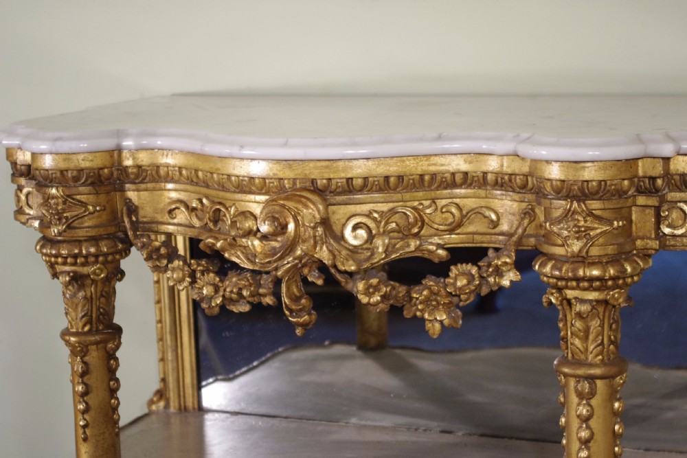 19th Century Gilt Console Table with Marble Top View VI