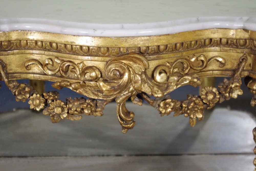 19th Century Gilt Console Table with Marble Top View VIII