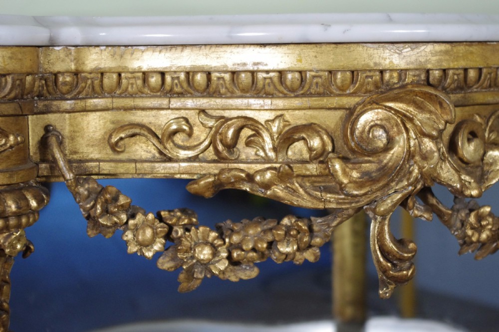 19th Century Gilt Console Table with Marble Top View IX