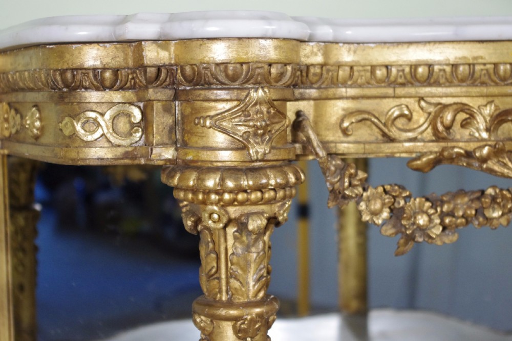 19th Century Gilt Console Table with Marble Top View X