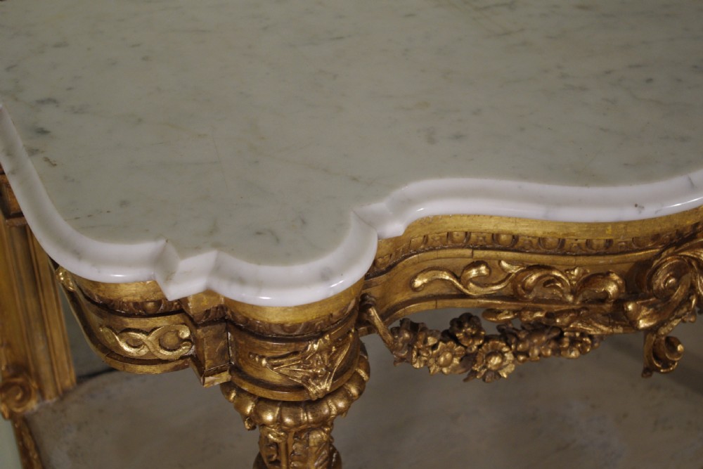 19th Century Gilt Console Table with Marble Top View XII