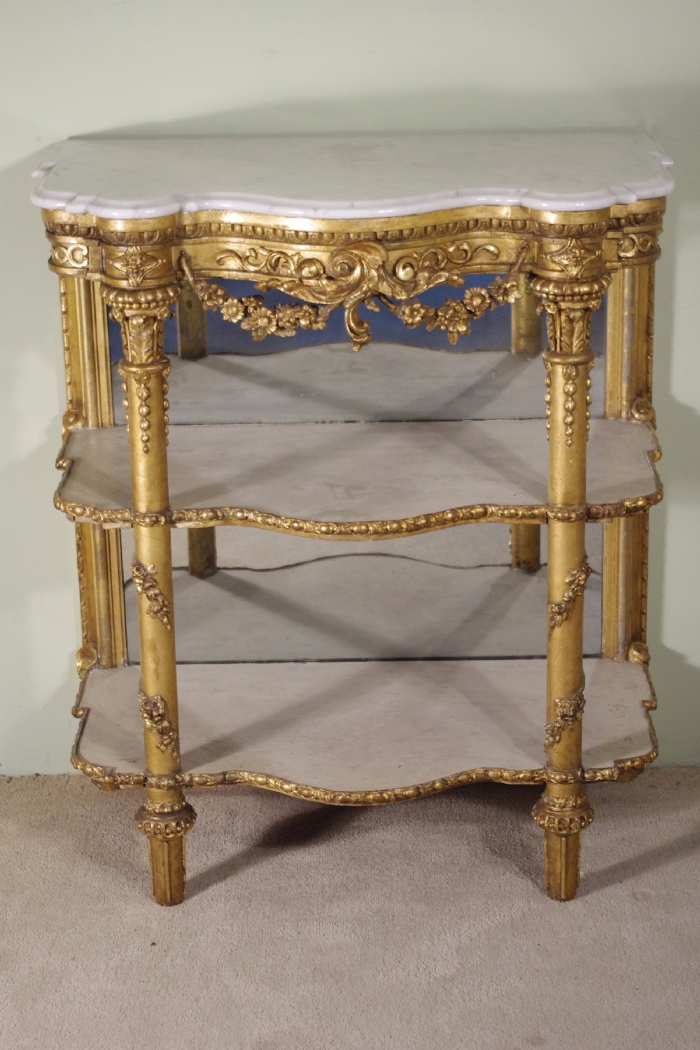 19th Century Gilt Console Table with Marble Top View XV