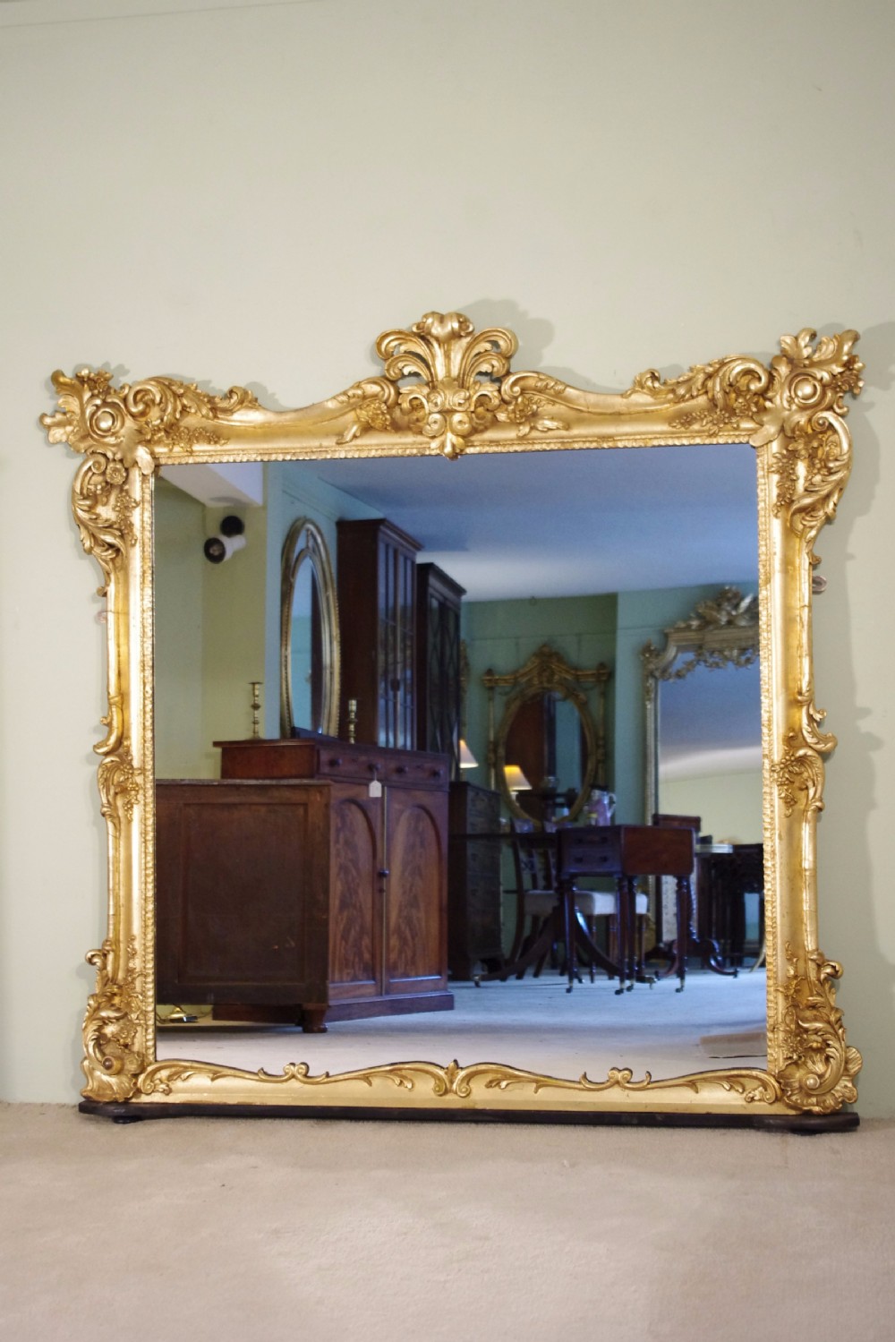 Victorian Gilt Large Overmantle Mirror