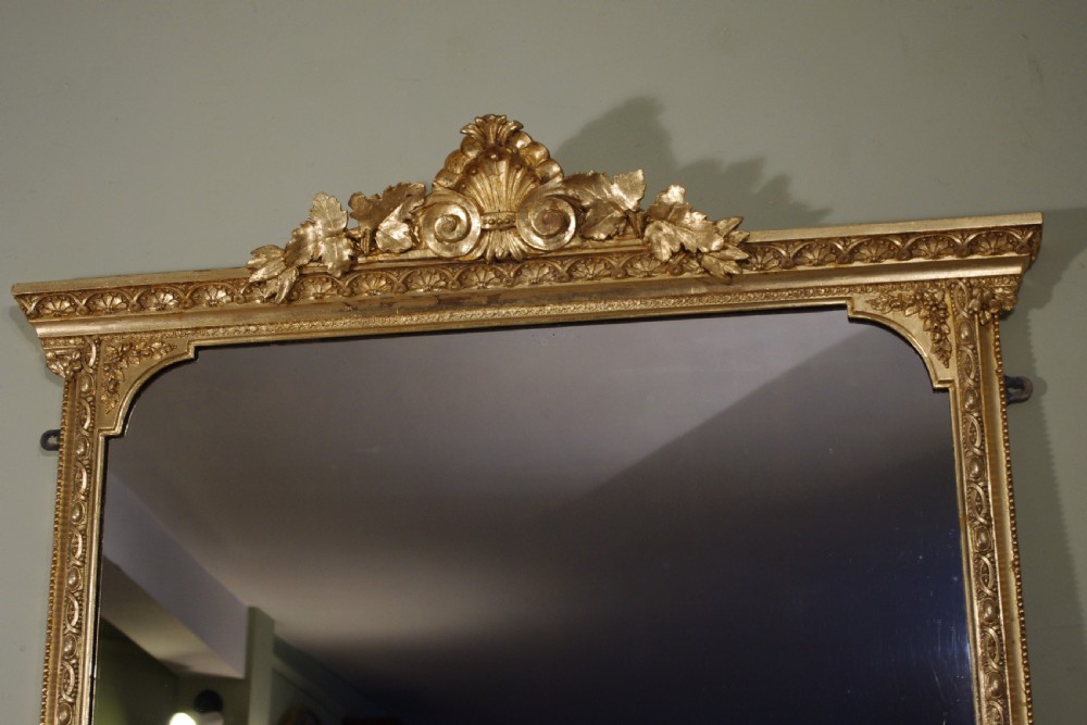 19th Century English Gilt Large Overmantle Mirror  View II