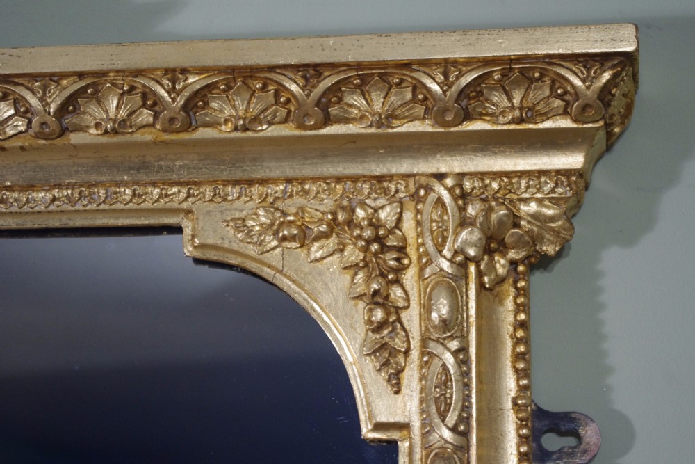 19th Century English Gilt Large Overmantle Mirror  View V
