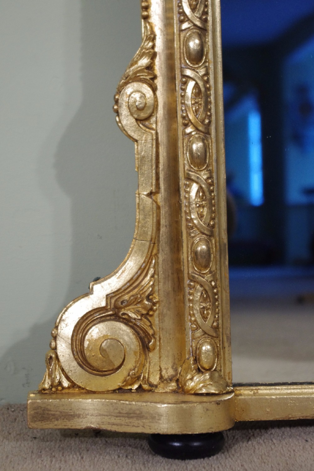 19th Century English Gilt Large Overmantle Mirror  View VI