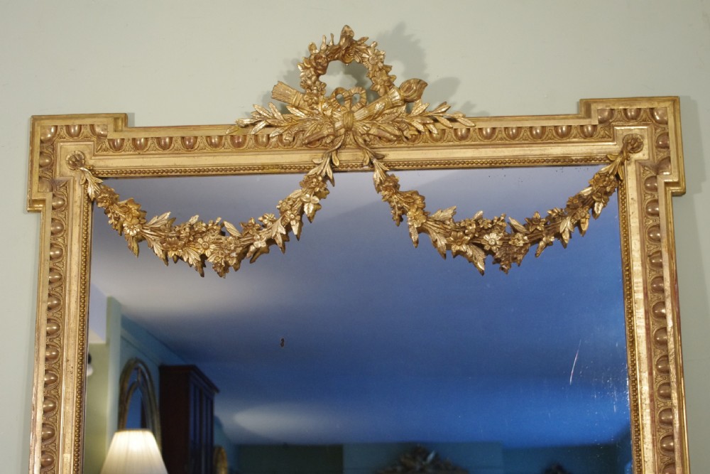 French Gilt Louis XVI Style Large Overmantle/Wall Mirror View II