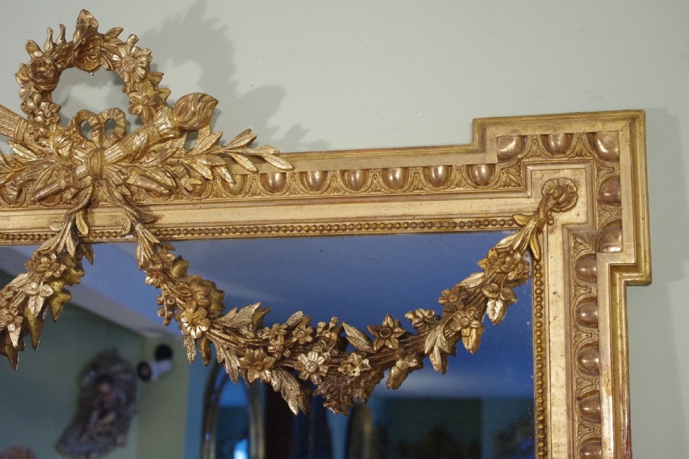 French Gilt Louis XVI Style Large Overmantle/Wall Mirror View III