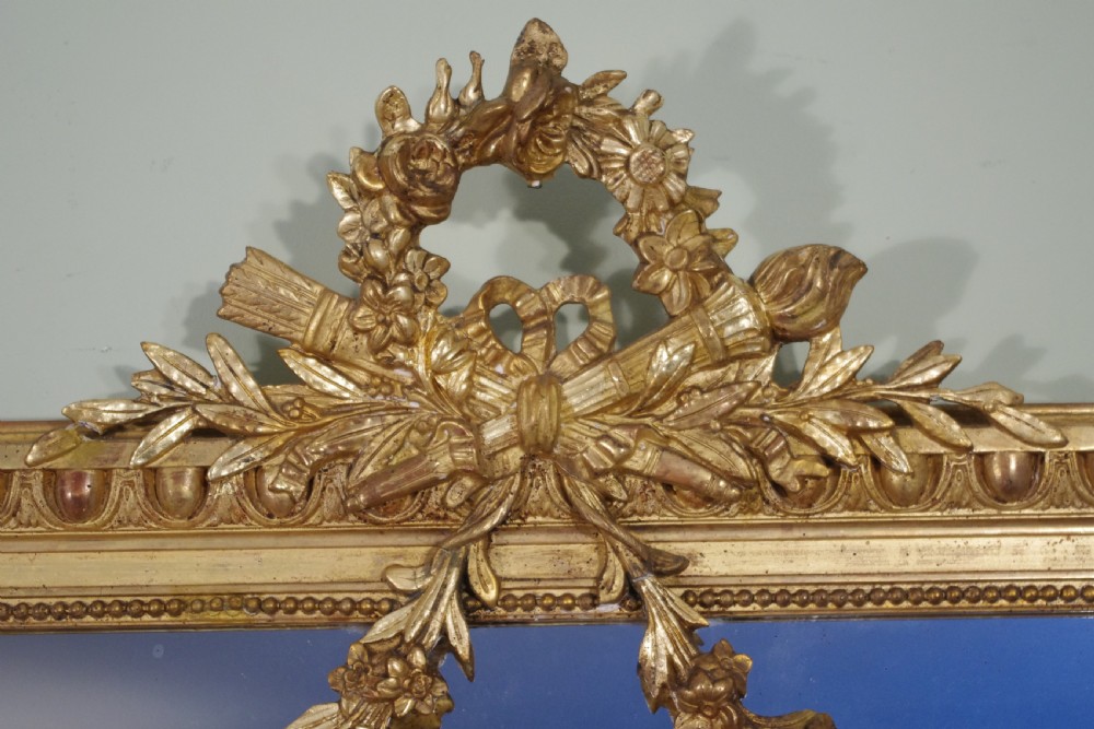 French Gilt Louis XVI Style Large Overmantle/Wall Mirror View IV