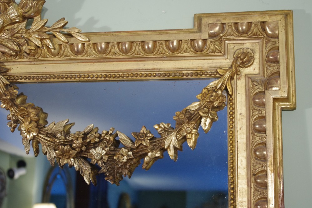 French Gilt Louis XVI Style Large Overmantle/Wall Mirror View V