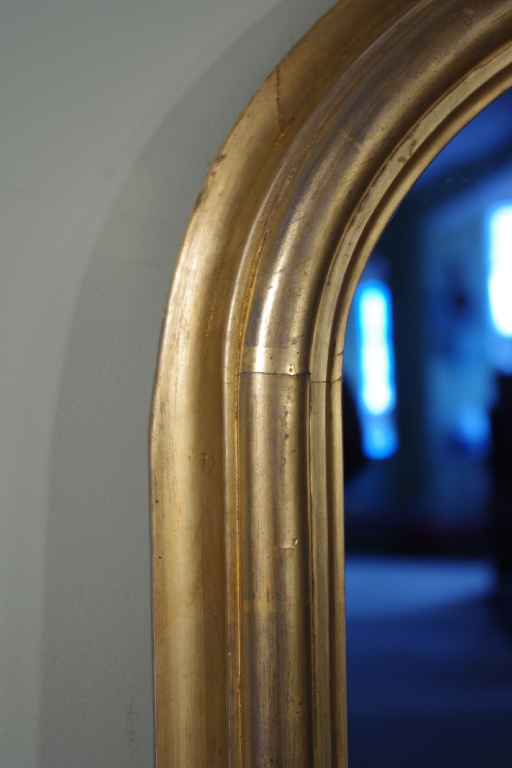 19th Century English Gilt Arch Top Overmantle Mirror View III