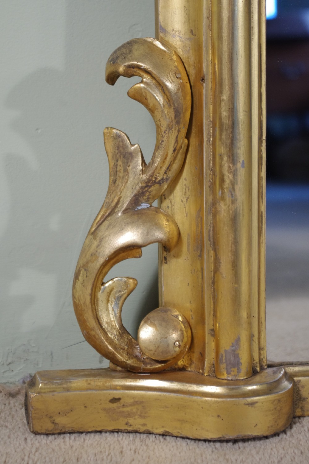 19th Century English Gilt Arch Top Overmantle Mirror View V