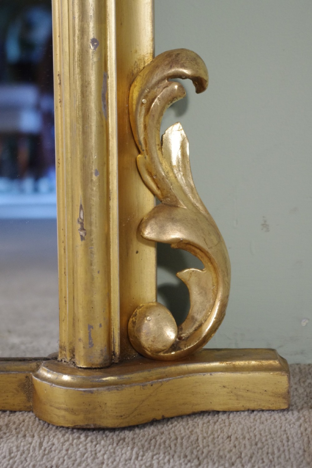 19th Century English Gilt Arch Top Overmantle Mirror View VI